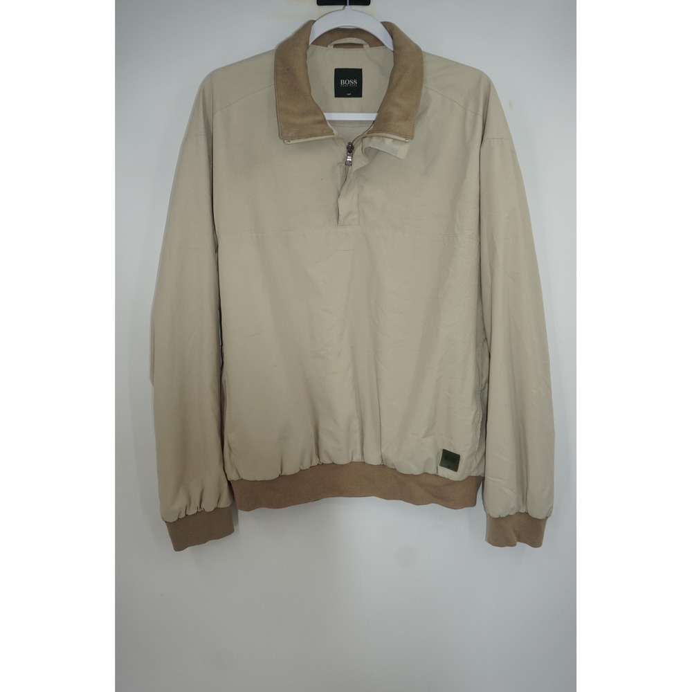 Boss Hugo Boss Golf Jacket Mens Medium Beige PORTRUSH‎ Quarter Zip Pullover